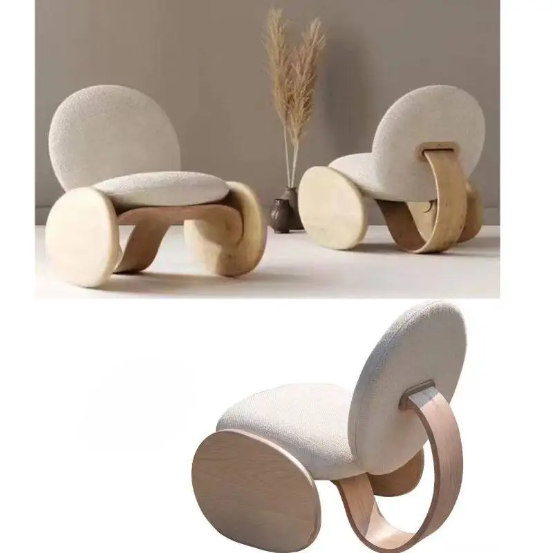 Solid wood sofa chair Home simple art style model room Living room Internet celebrity backrest leisure chair