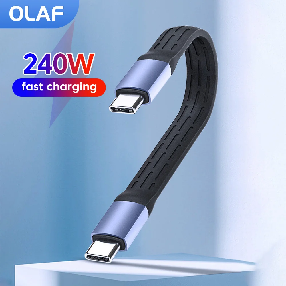 Olaf Short USB4 Data Cable 40Gbps 240W USB C to Type C Fast Charging Cable For iPhone 15/16 series Samsung 60W USB Type C Cable