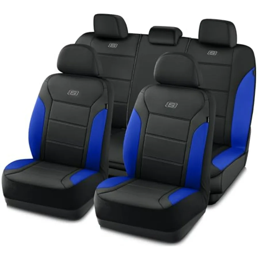 

Memory Foam Car Seat Covers Lycra Fabric Thick Memory Foam Blue Full Sets Airbag Compatible Automotive Comfort Protection for M