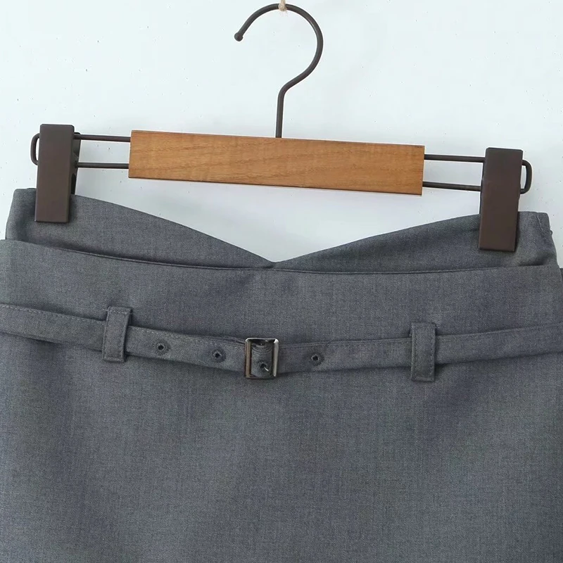 Gonna da abito casual Pantaloncini Mini pantaloncini estivi da donna solidi Gonna Pantaloni larghi Nero Grigio Office Lady con cintura