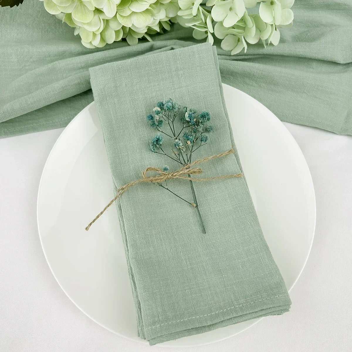 50pcs 30x45cm 100% Cotton Sage Green Napkin Reusable Wedding Party Christmas Table Decor Retro Napkins Wholesale