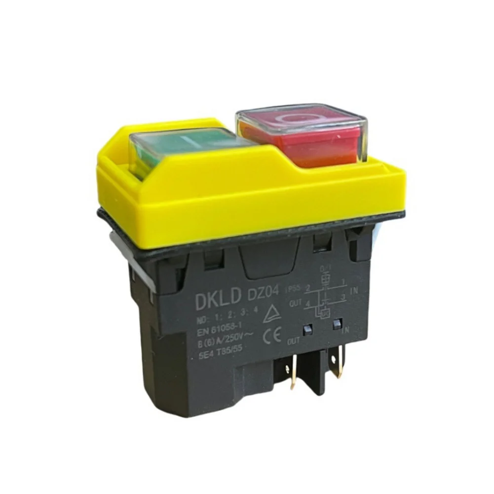 DZ04 4 PIN Electromagnetic Start Stop Push Button 250V 8(6)A IP55 rtified for Workshop Equipment and Industrial Automation