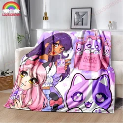 Cartoon Game Blanket Cute Aphmau with Wings Flannel Pink Warm Throw Blanket for Bed Bedroom Sofa Travel Picnic Blanket Girl Gift