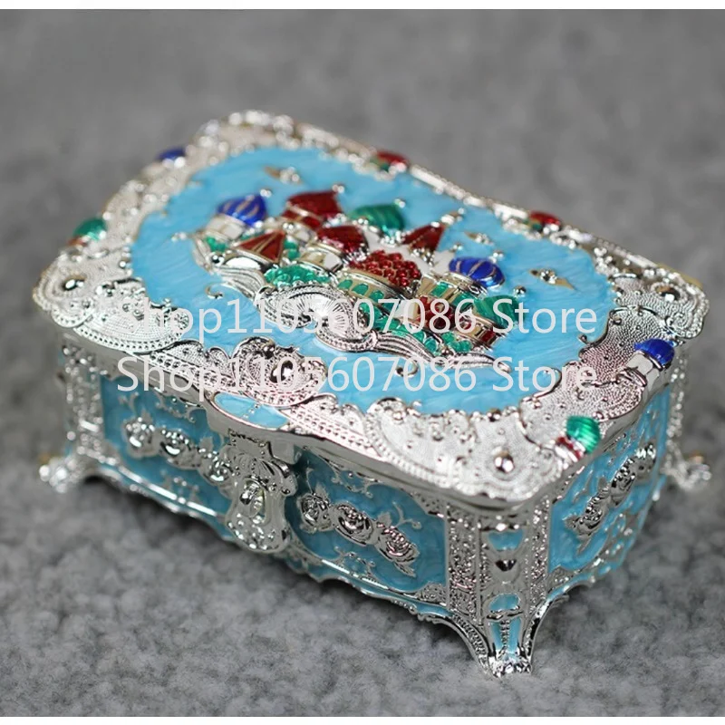 European Enamel Glaze Color Storage Tin Alloy Non-wooden Jewelry Box