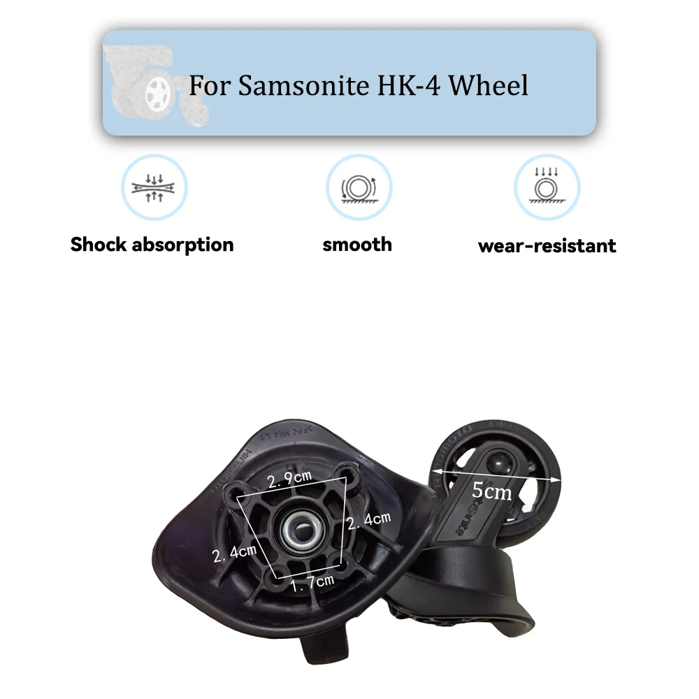 

For Samsonite HK-4 Universal Wheel Black Replacement Suitcase Rotating Silent Smooth Shock Absorbing Wheel Accessories Wheels