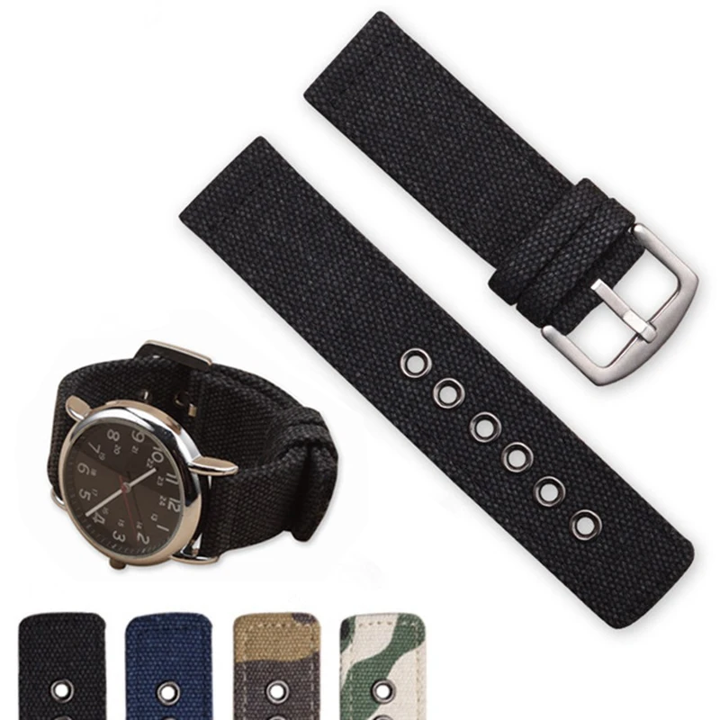 Simple Sports Replacement Watch Band Canvas Watchband Nylon Strap Camouflage Watch Accessories Handmade Watches Belt Bracelet