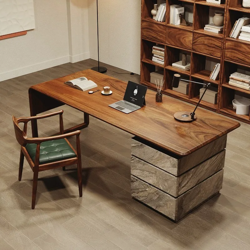 Retro style desk study living room home office workbench writing desk with locker