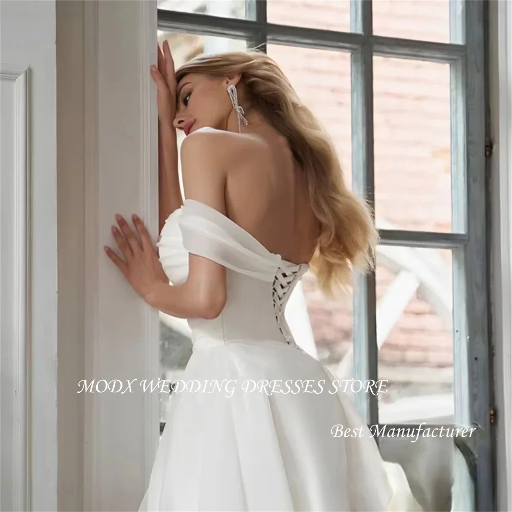 MODX-Robe de Mariée Sexy à Lacets dans le Dos pour Femme, Coupe Trapèze, Fendue, Simple, pour Patients