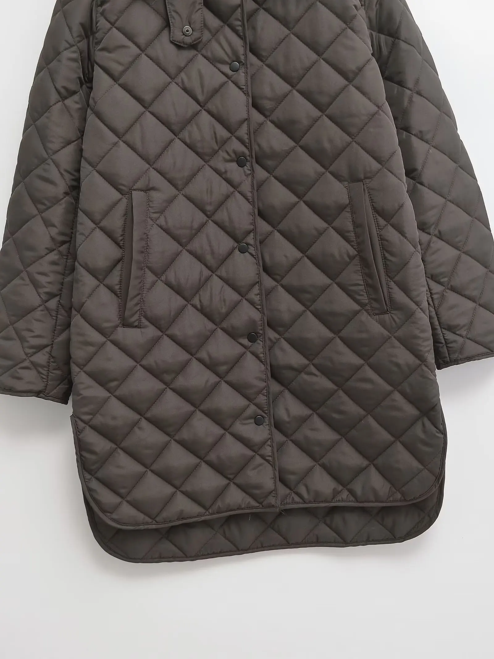 Winter new style lapel snap-button quilted mid-length high-end cotton jacket