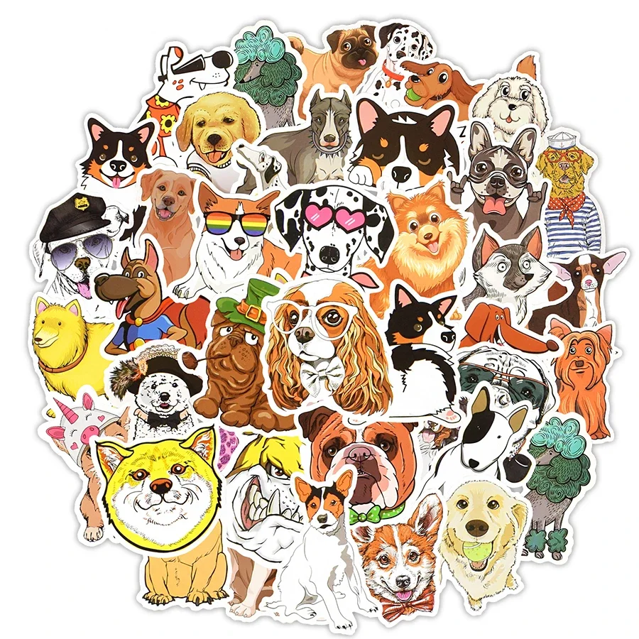 50PCS Cute Dog Sticker for Kids Teens Lovely Corgi Dachshund Animal Waterproof Stickers for  Laptop Luggage Wall Bike Car Phone