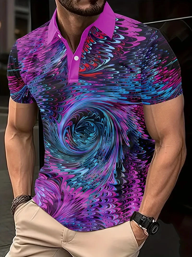 Summer Men's 3d Print Polo Shirt Fashion Personality Hip Pop Street Short Sleeves Men Designer Casual Hight Quality Clothing