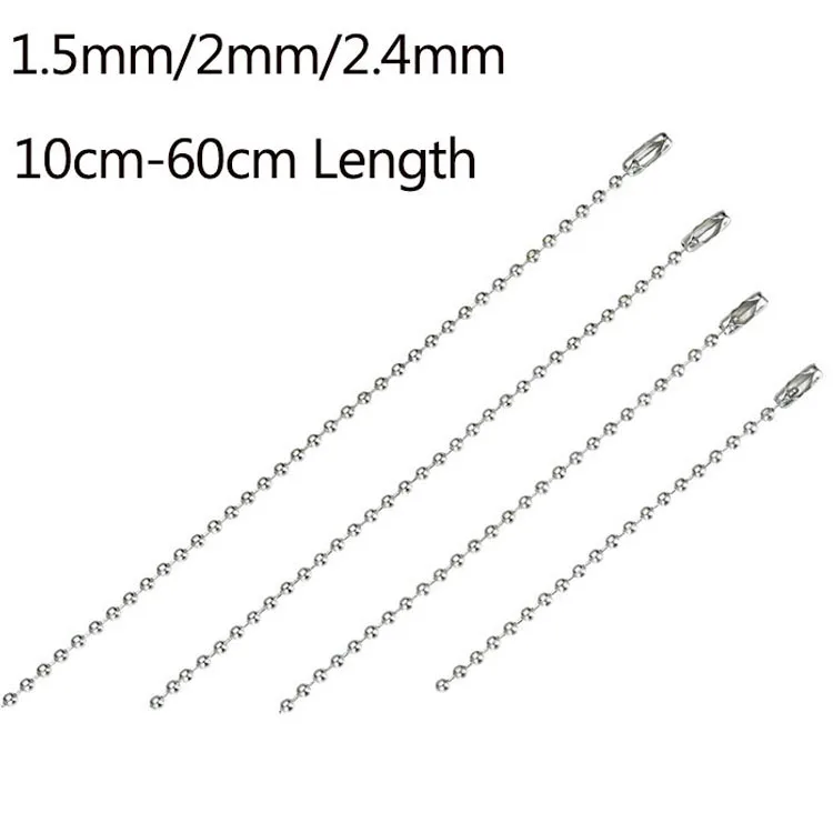 30-10Pcs Stainless Steel Ball Bead Chain Extension For DIY Dog Tag Keychain Hand Label Connectors Jewelry Making Accessories