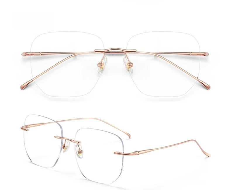 YIMARUILI Mode Temperament Reinem Titan Randlose Brille Frauen Retro Trend Optische Brillen Rahmen Männer 8925-F – Detail 11