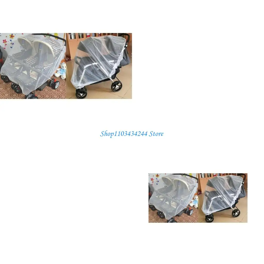 Breathable Mosquito Net Twin Stroller Summer Mesh Cover Double Stroller Netting