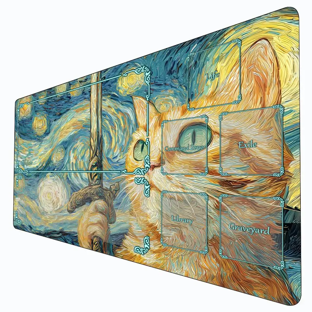 

Игровой коврик Magic Card с зоной в стиле Ван Гога, самурайский кот, mtg, игровой коврик, настольный коврик, командирский игровой коврик, подходящий для игровых сбора
