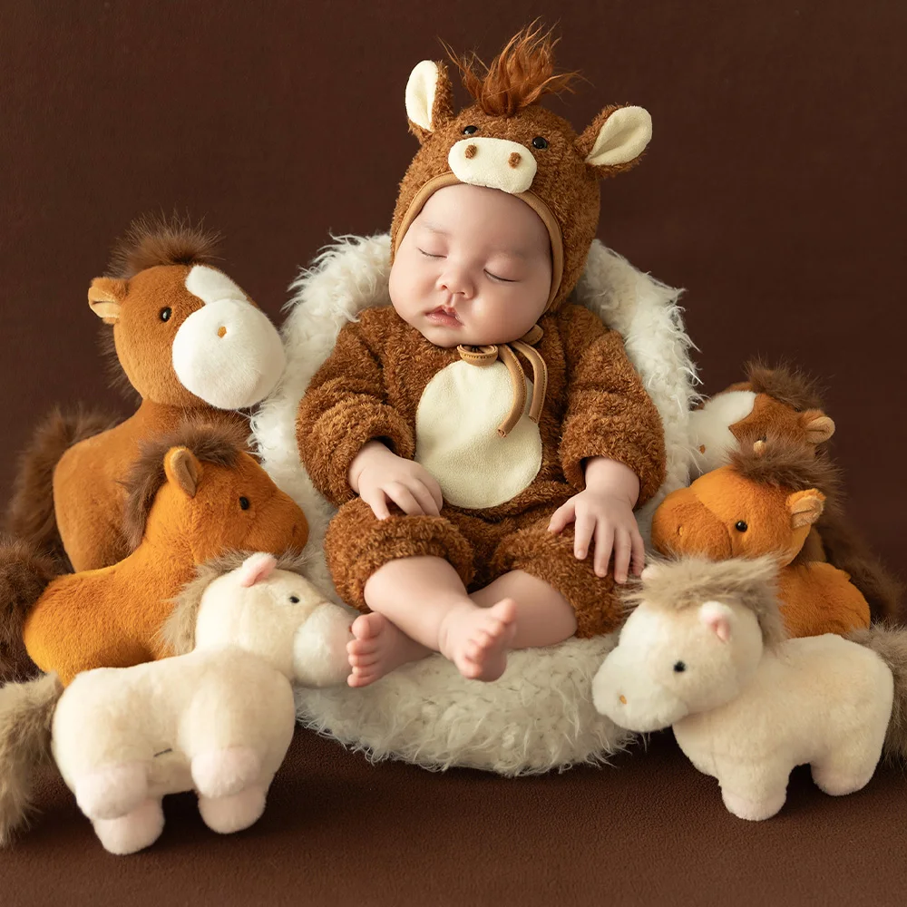 Alat Peraga Fotografi Bayi Baru Lahir Profesional, Romper Bayi, Boneka Kuda Poni, Kuda Goyang untuk Alat Peraga Pose Bayi, Tema Kuda Lucu untuk Studio