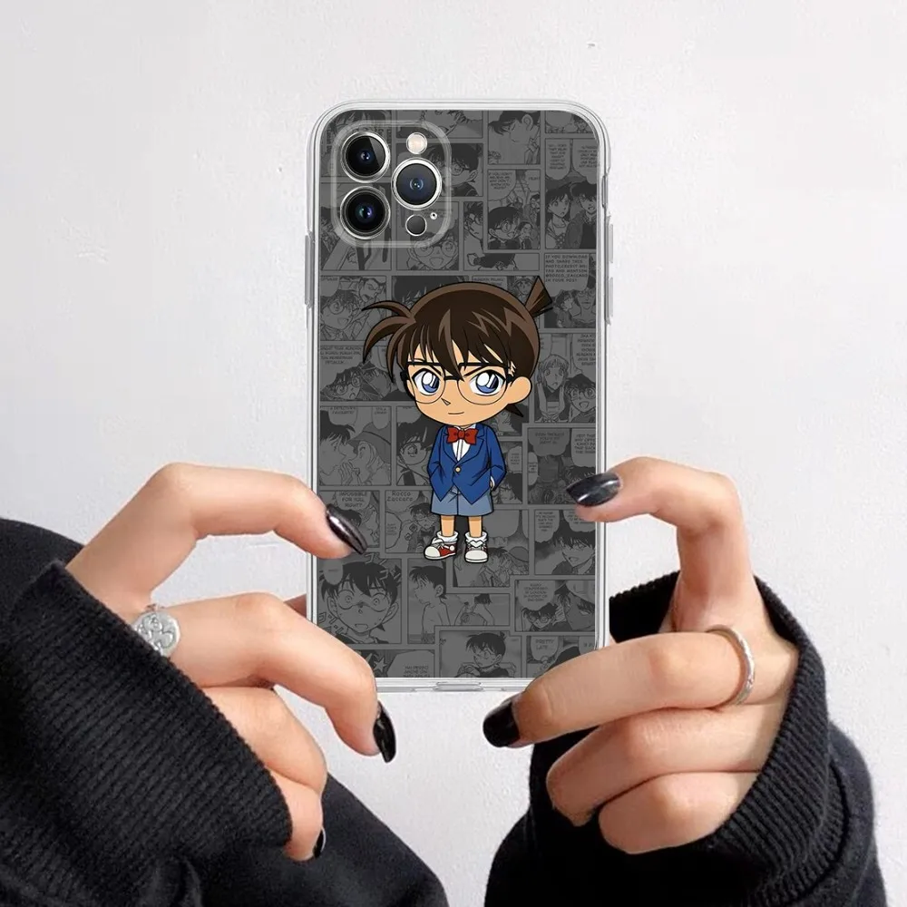 Coque de téléphone en silicone souple avec poignées Conan Anime, coque de téléphone pour iPhone 14 13 12 Mini 11 Pro XS Max X Poly SE 6 7 8 Plus