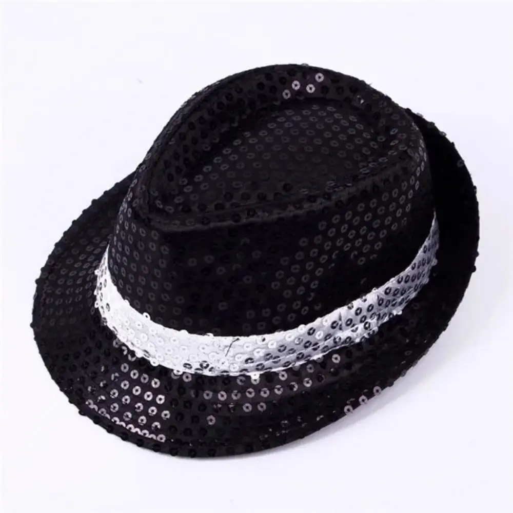 Street Dance Sequin Sequins Fedora Hat Brilliant Shiny Dance Jazz Cap Performance Beading Glitter Jazz Hat Party
