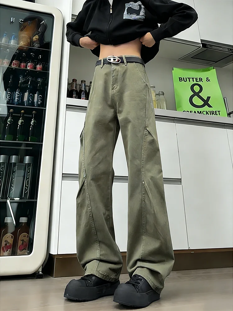 

Мужские джинсы Rivet Decosition Knife в американском уличном стиле, из чистого хлопка, рабочие, прямого кроя, с микро-клешем