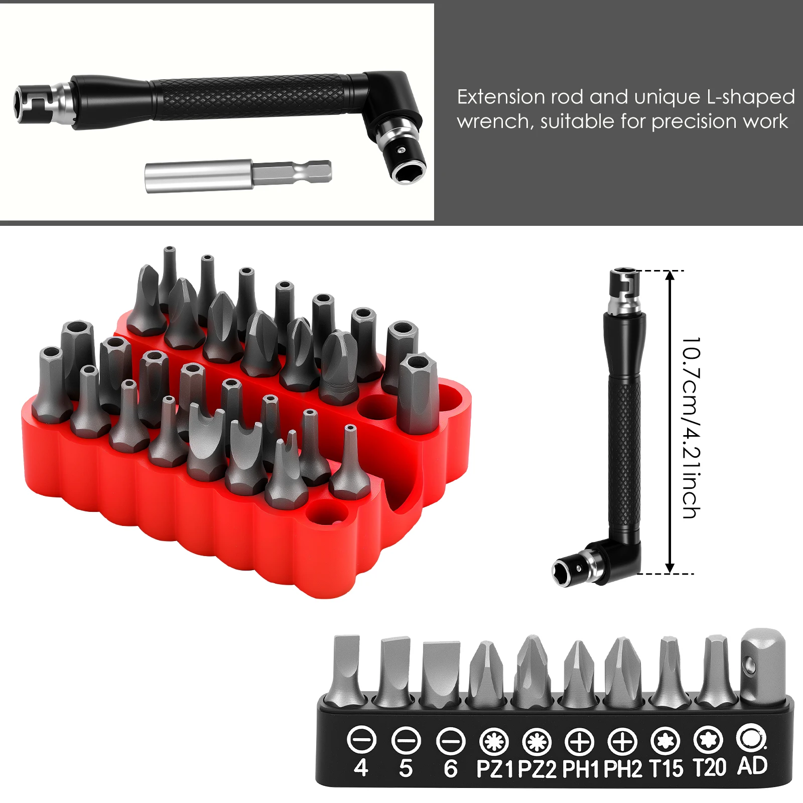 Conjunto de bits de segurança 46 peças com torx métrico sae hex, torq, phillips, entalhado, triwing, chave inglesa conjunto de chave de fenda de segurança abrangente