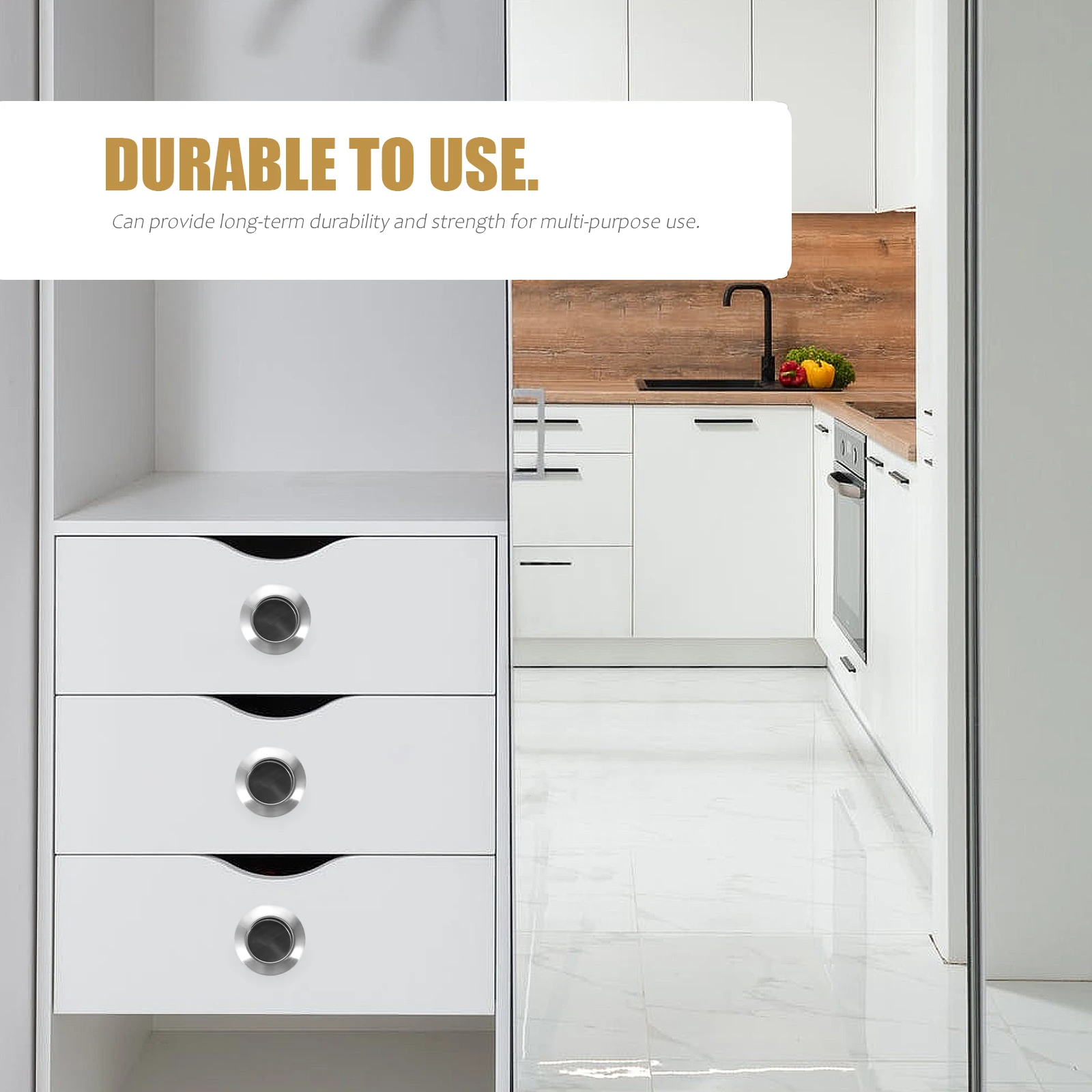 

16Pcs Round Stainless Steel Concealed Cabinet Pull Durable Handle for Kitchen Door Drawer Wardrobe Furniture Repair