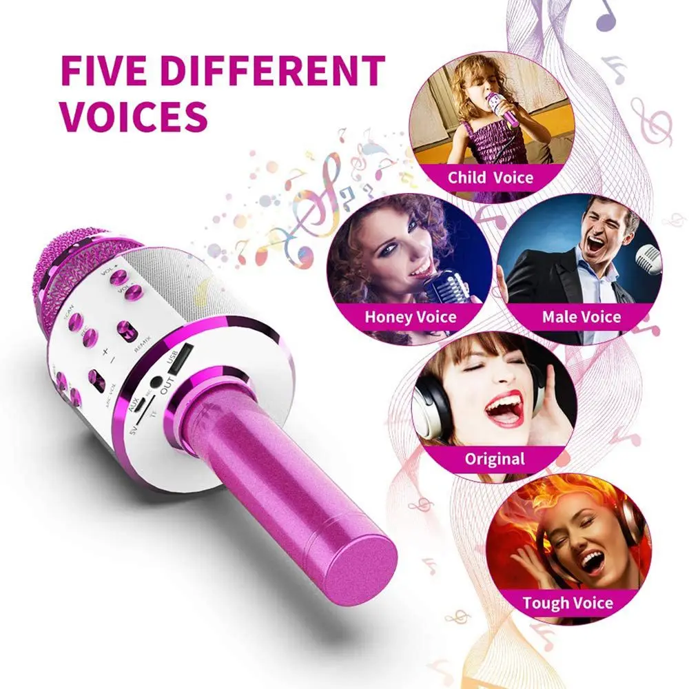 WS858 Portable KTV USB Microphone Professional Handheld Microphone Mikrofon Bluetooth Karaoke Microphone Wireless Microphone