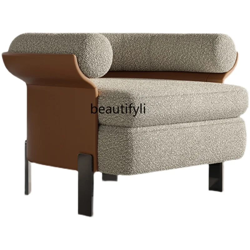 

yj Nordic Single Sofa Italian Light Luxury Single Cloth Chair Modern Minimalist Conference Chair