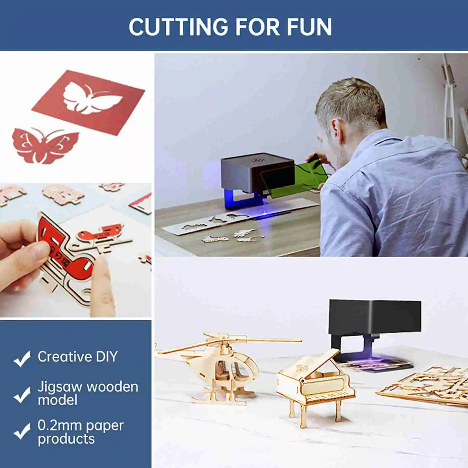 آلة الحفر المحمولة علامة الطابعة 80x80 مللي متر منطقة نحت 3000 ميجا واط وحدة رأس الليزر سهلة لتوصيل أدوات نحت الحرف اليدوية