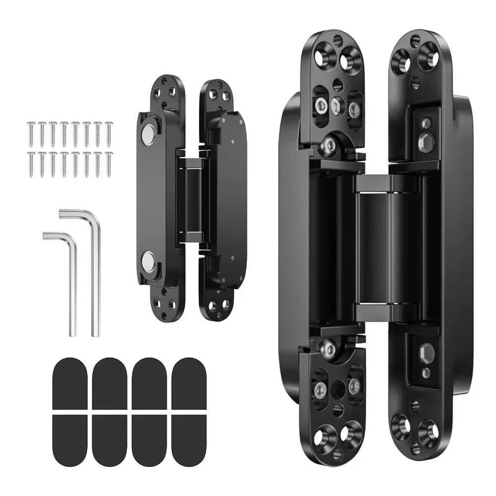 2-Pack Invisible Door Hinge 140x30/150x25/177x28mm Zinc Alloy 180 Degree Silent 3-Way Adjustable Butt Hinge for Furniture