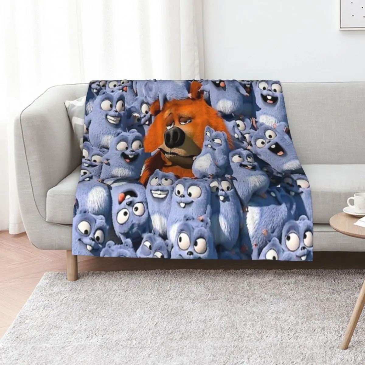 Grizzly and Lemmings Throw Blanket Winter beds Picnic Heavy Hairys Soft Plaid Soft Plush Plaid Blankets