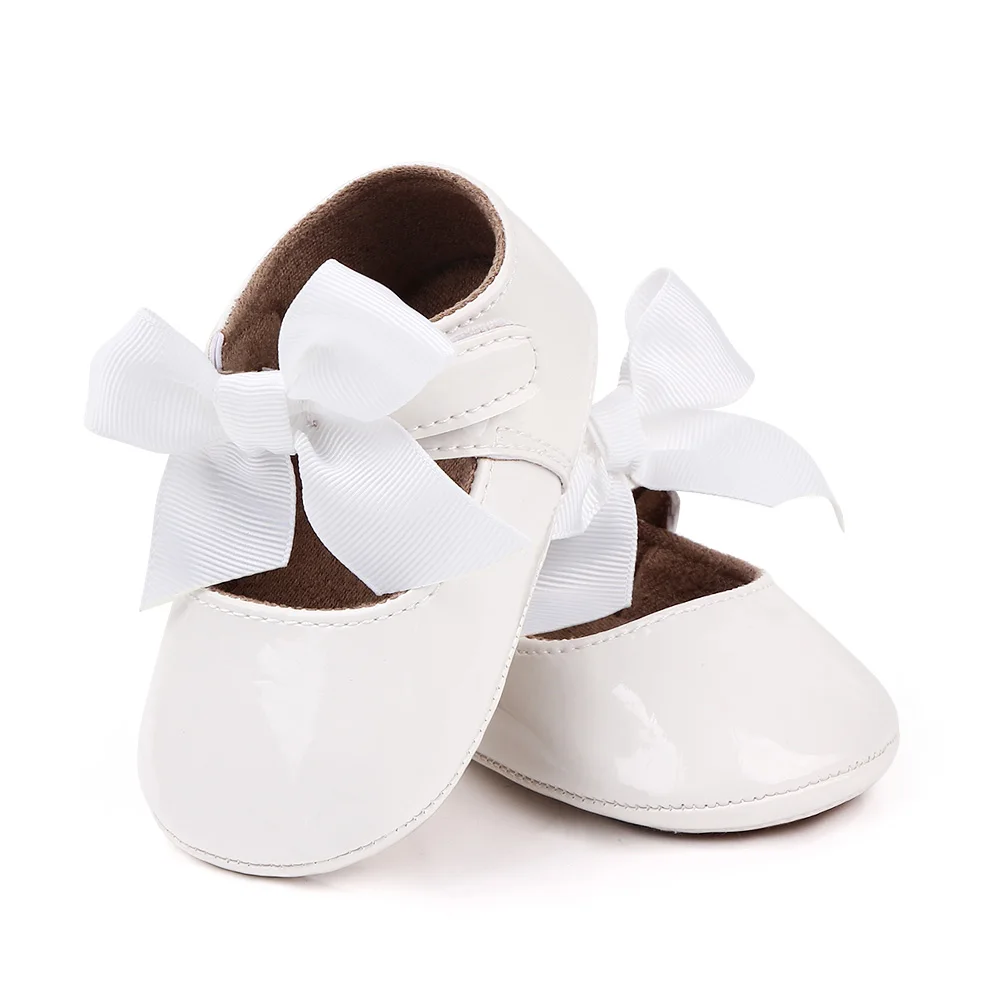 Baby Girl Princess Shoes High Quality PU and TPR Anti-slip Cute Bowknot Toddler Birthday Party Shoes for 0-18 M 2023 New Fashion