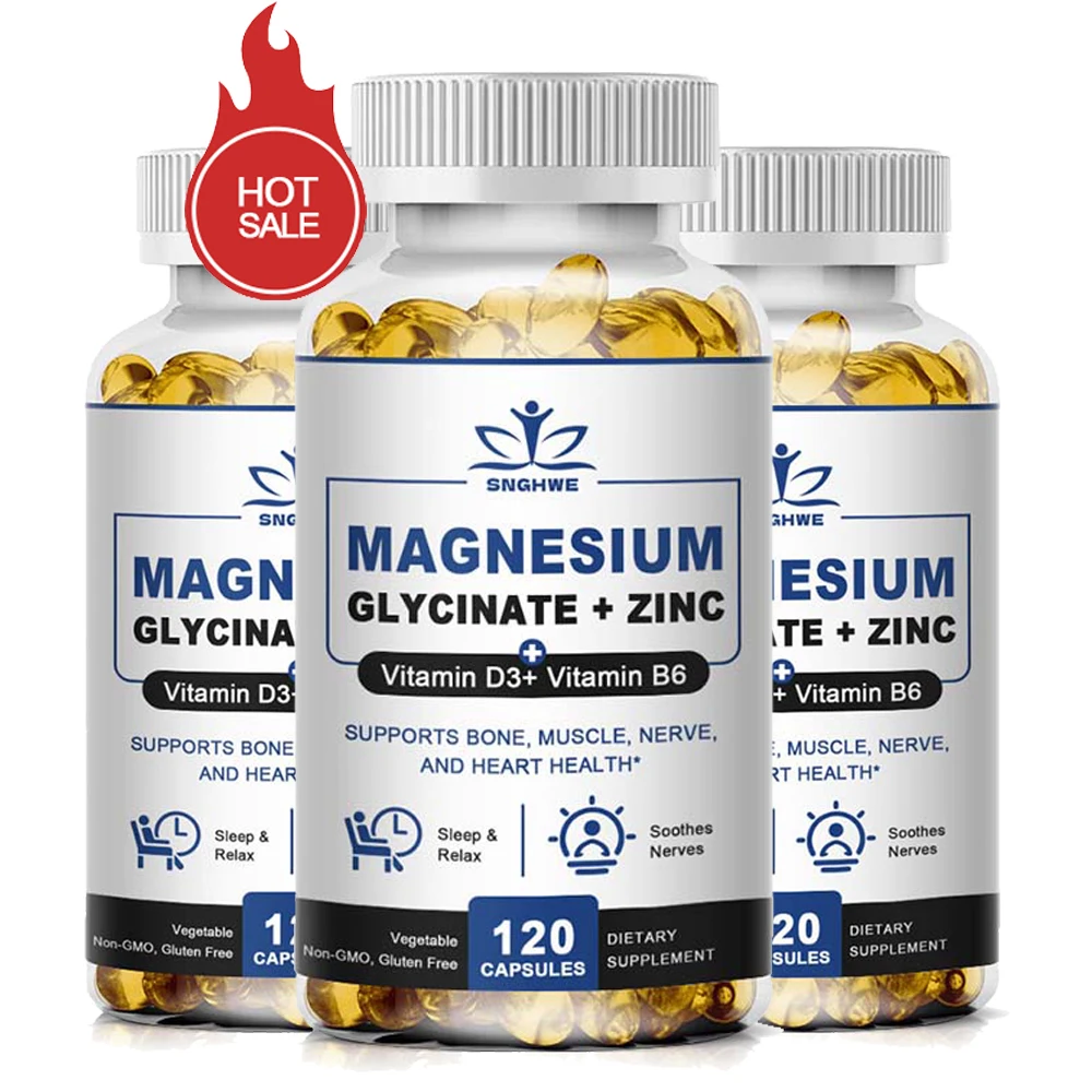 Magnesium & Zinc Capsules for Muscle, Joint,Bone,Enzyme & Heart Health Rest &Relaxation Magnesium Glycinate Supplement