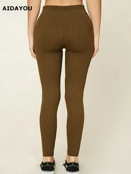 여성용 리브 니트 레깅스 플리스 내부 리브 뜨개질 팬티 스타킹 겨울 스트레치 팬츠, 한국 일본 액티브 팬츠, 열 ouc2563