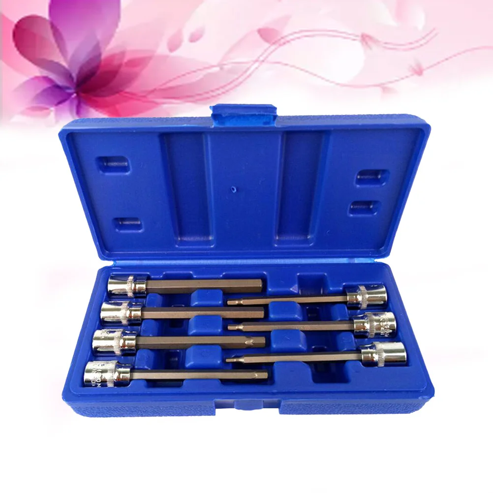 

14Pcs Hex Bit Socket Set Extra Long Metric Vanadium Steel Drop Forged Chrome Alloy Carry Case for Car Motorcycle Repair