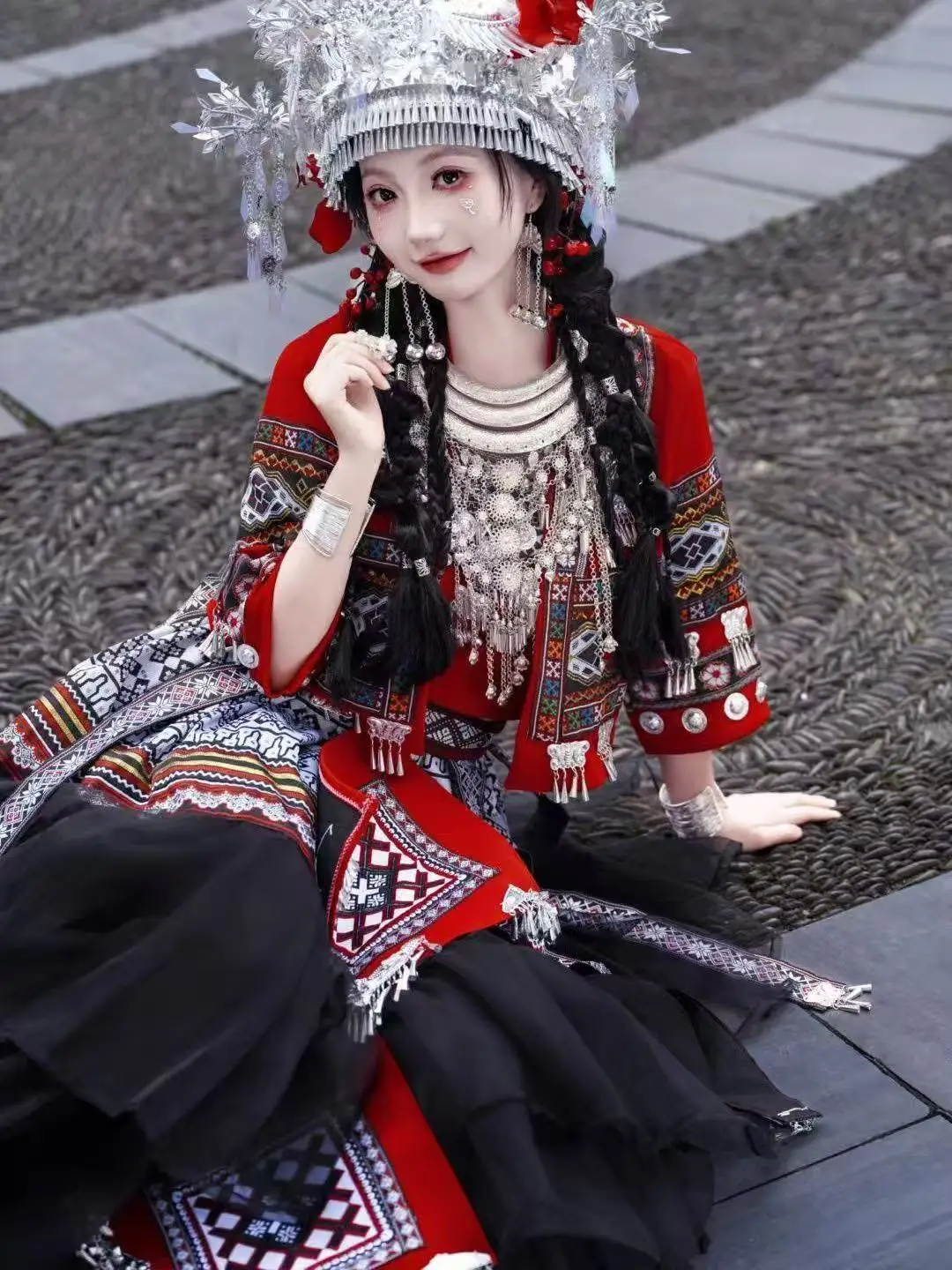 Женский костюм хмонг в национальном стиле, традиционная одежда Мяо в этническом стиле, винтажные костюмы для путешествий, свадебной фотографии, Hanfu