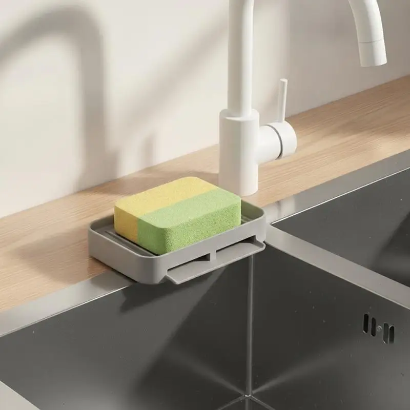 Silicone Soap Dish Sloped Self Draining Drop Resistant Suction Cups With Bottom With Draining Tray For Bathroom Kitchen