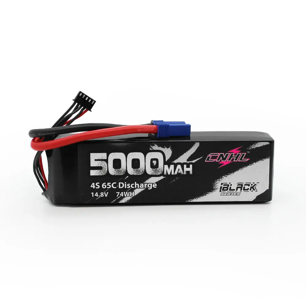 

CNHL Lipo Battery 4S 14.8V 5000mAh 65C with EC5 Plug for Airplane Car Boat Helicopter Aircraft Quadcopter Drone Racing Model