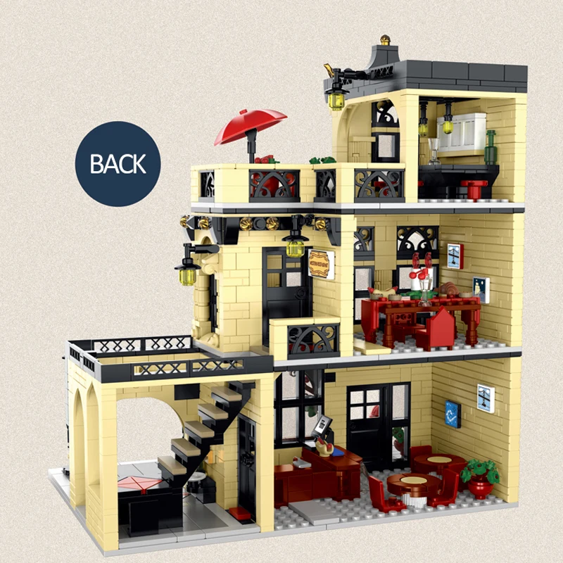 XMORK-Blocos de Construção Street View, Expert Criativo, City Restaurant Block, Modelo do Módulo, Brinquedos Brick Puzzle, 20114 PCs, 1489PCs