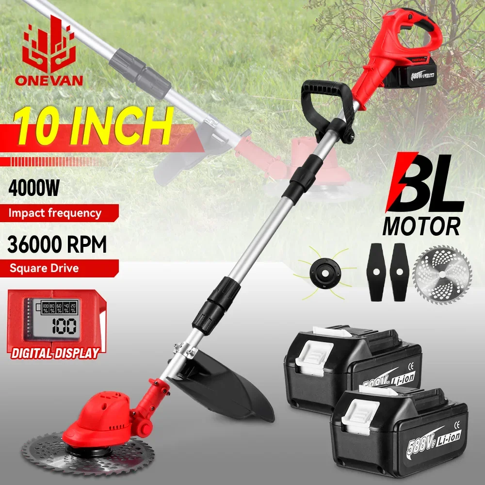 36000RPM Brushlessเครื่องตัดหญ้าไฟฟ้าไร้สายTrimmerพร้อมจอแสดงผลความยาวปรับสวนเครื่องมือสําหรับMakita 18Vแบตเตอรี่