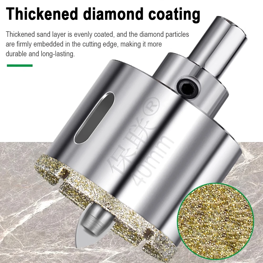 

Diameter 16mm-120mm Diamond Hole Saw Bit with Triangular Positioning Pilot Bit for Glass Porcelain Tile Ceramic Marble Granite
