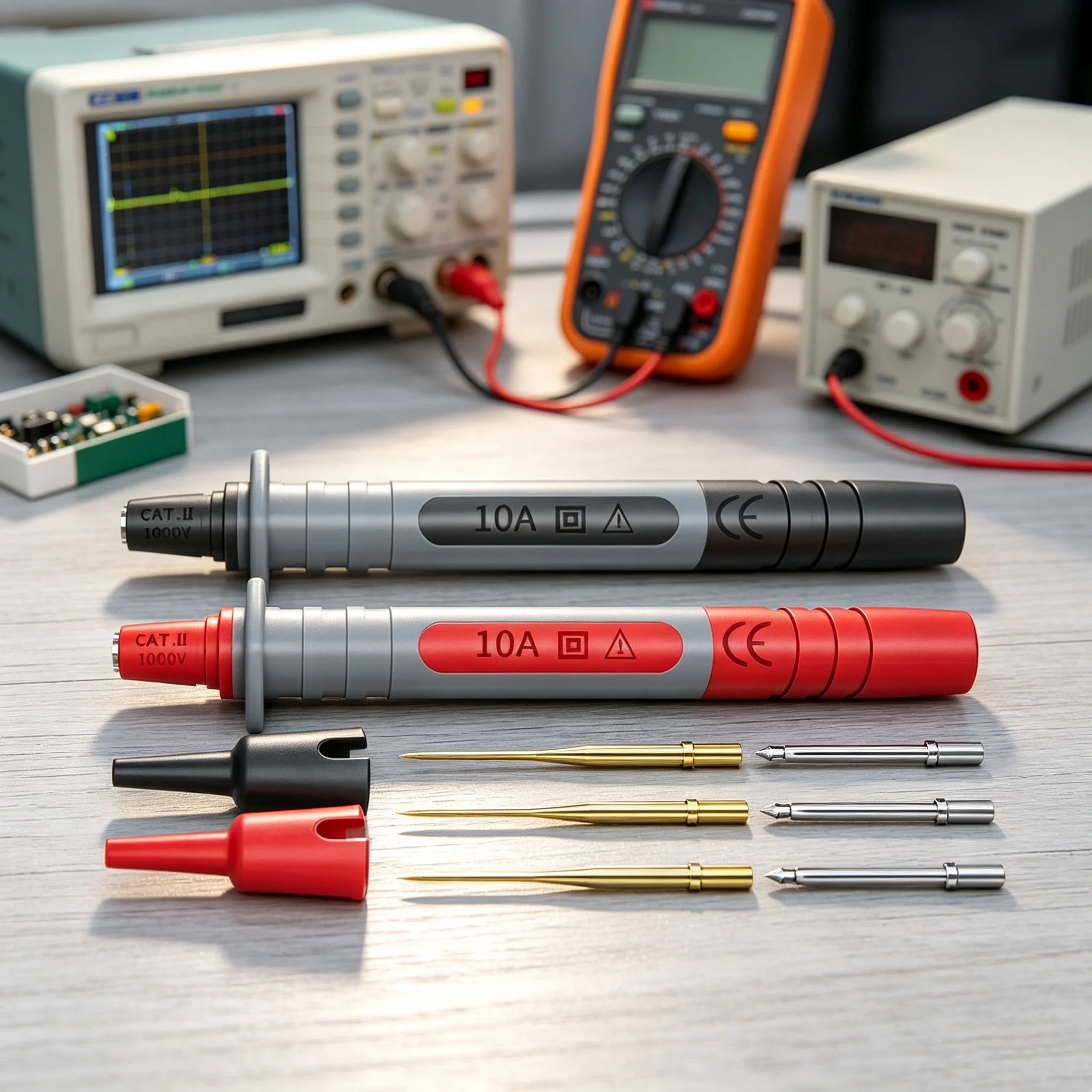 Multimeter Test Probe Pen with Replaceable Gold-plated Sharp 1mm Needles + Thick 2mm Needle Multi-purpose Test Pen