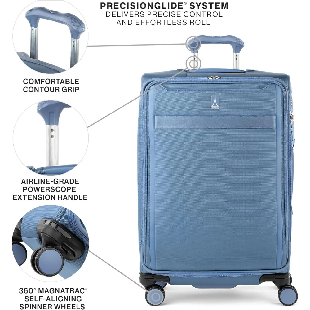 Mala giratória expansível leve 8 TSA Lock Bagagem de viagem de tamanho médio para homens e mulheres