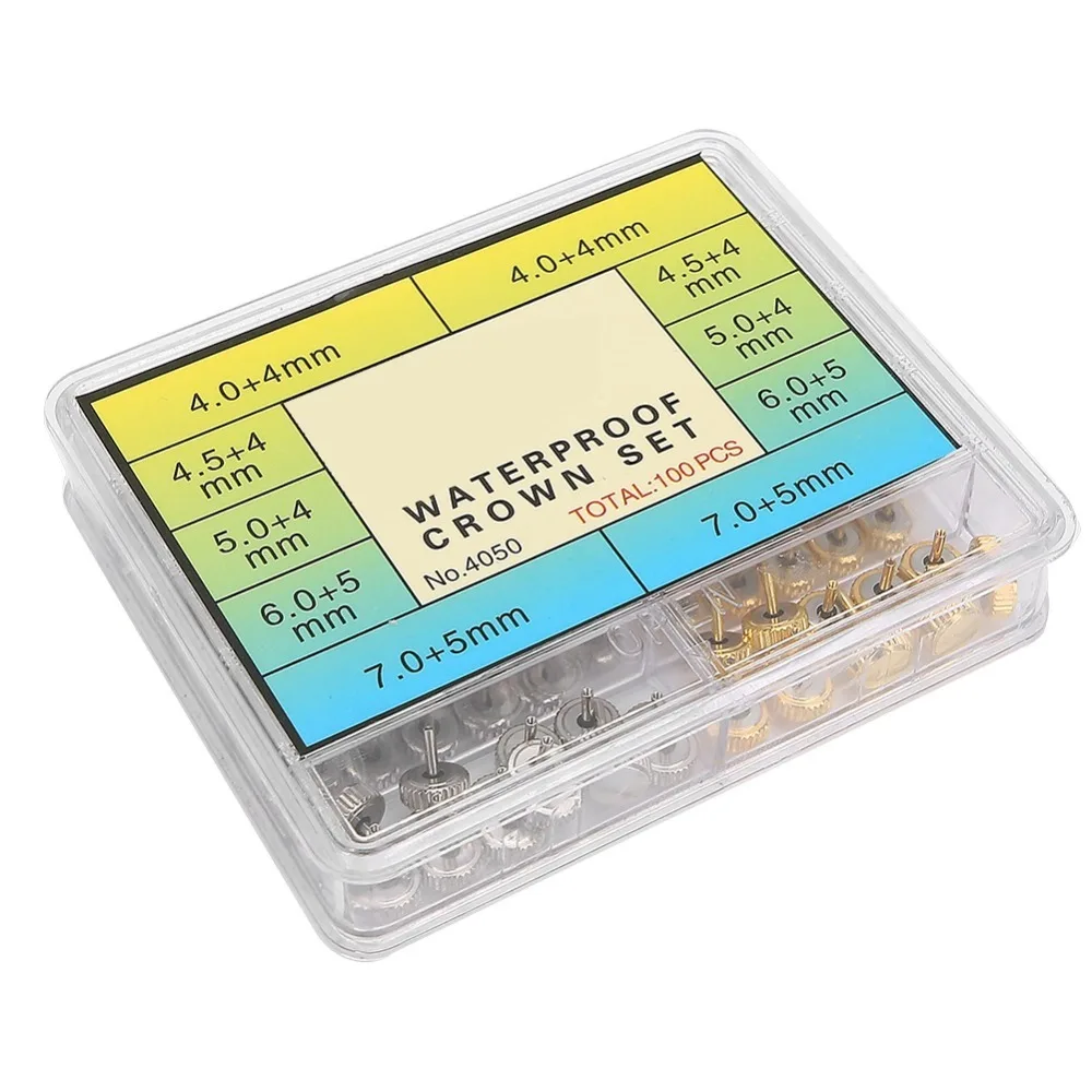 Precision Steel Watch Crown Set Gold Silver Various Specifications Watch Crown Replacement Kit Watch Parts Kit for Watchmakers