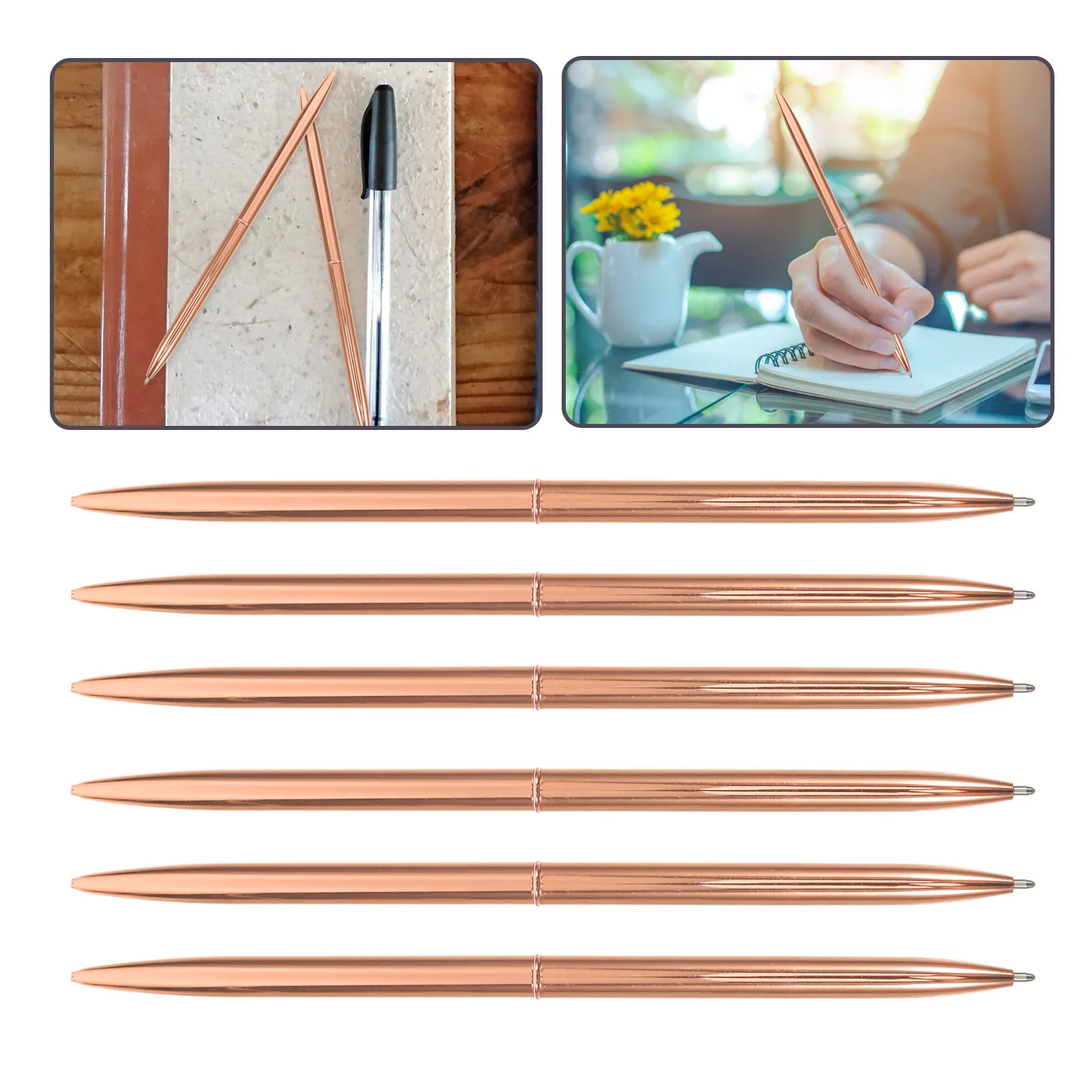 

6Pcs Metal Ballpoint Pens Elegant Lightweight Refillable Smooth Writing for Business Office Teacher Student Signature Note