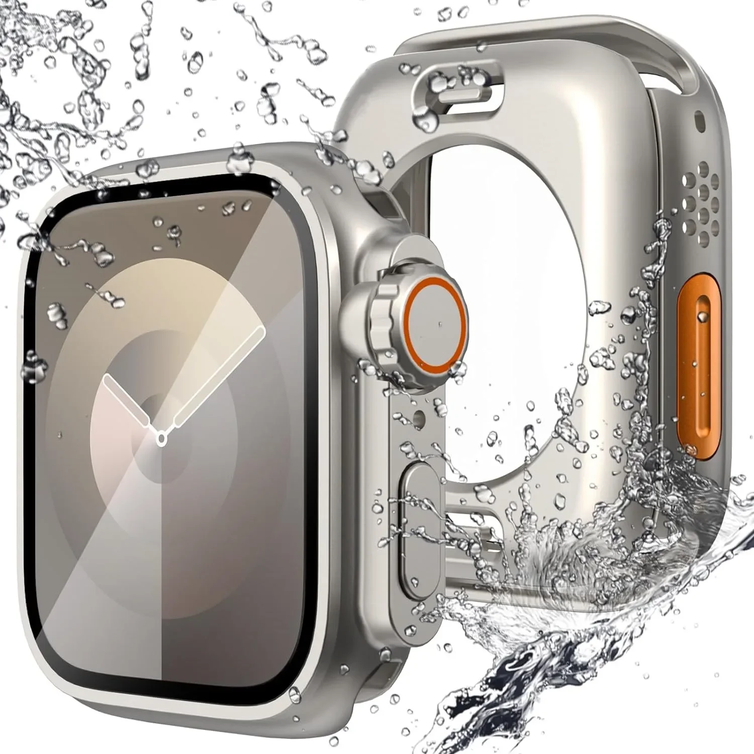 Glass+Case for Apple Watch Series 9 8 7 45mm 41mm Change To Ultra Screen Protector Bumper for IWatch 4 5 6 SE 44mm 40mm