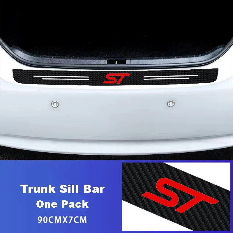 Car door sill carbon fiber car sticker protection strip waterproof protective film for Ford ST LINE logo Fiesta Ecosport Focus
