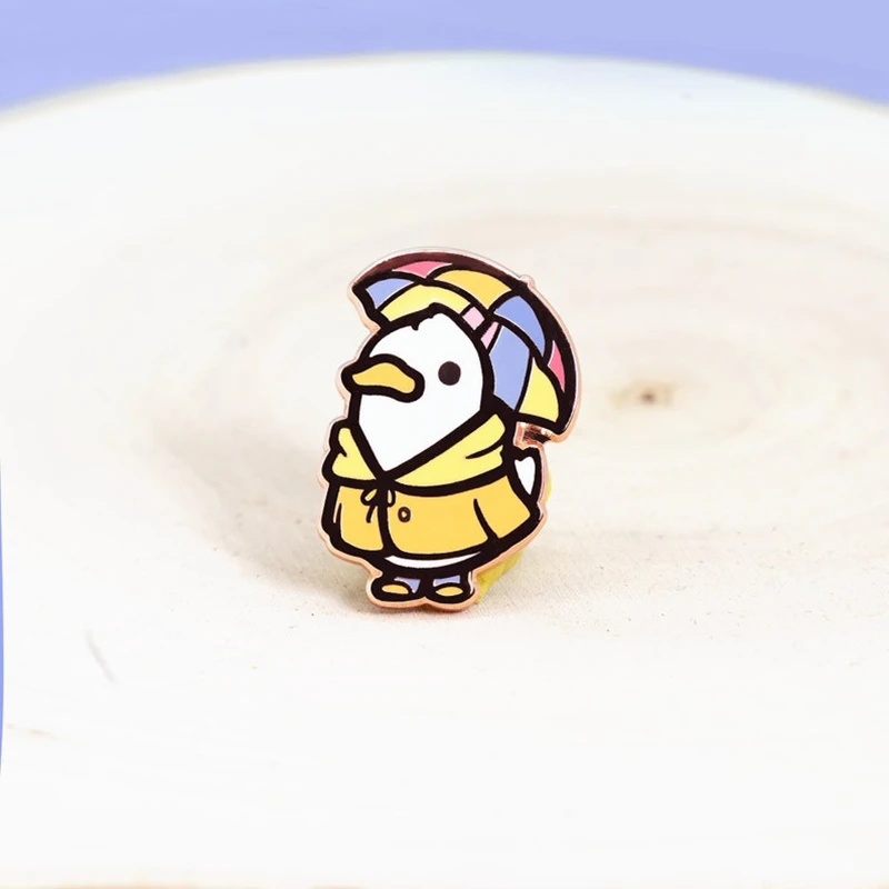 Cartoon Art Cute Adventurer Kawaii Raincoat Duck Badge Hard Enamel Brooch DIY Backpack Coat Collar Pin Party Gift Jewelry Brooch