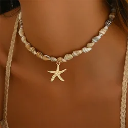 Beach Style Natural Seashell Beaded Necklace With Handmade Tropical Starfish Pendant Fashion Ocean Inspired Jewelry Choker Women