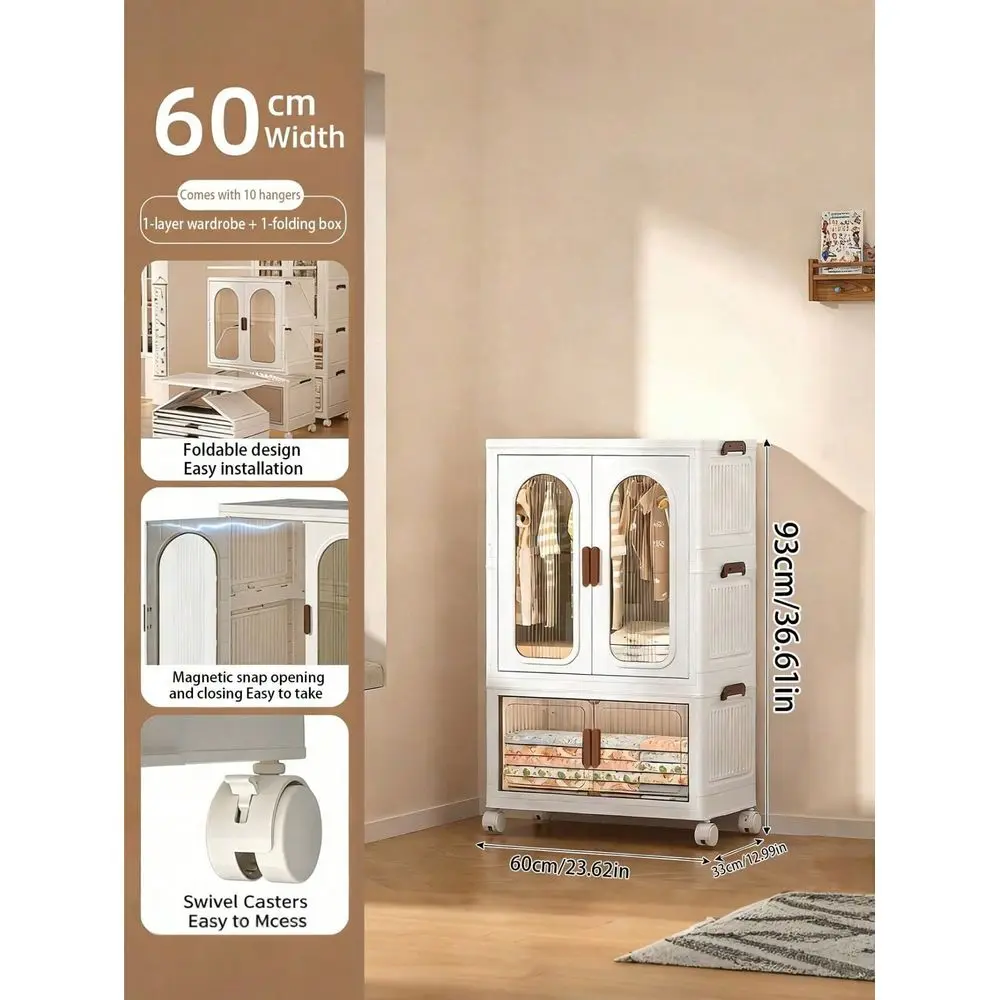 Stackable And Foldable Storage Box, Closet Storage And Storage, Foldable Plastic Clothing Storage Cabinet, Suitable For Home Of