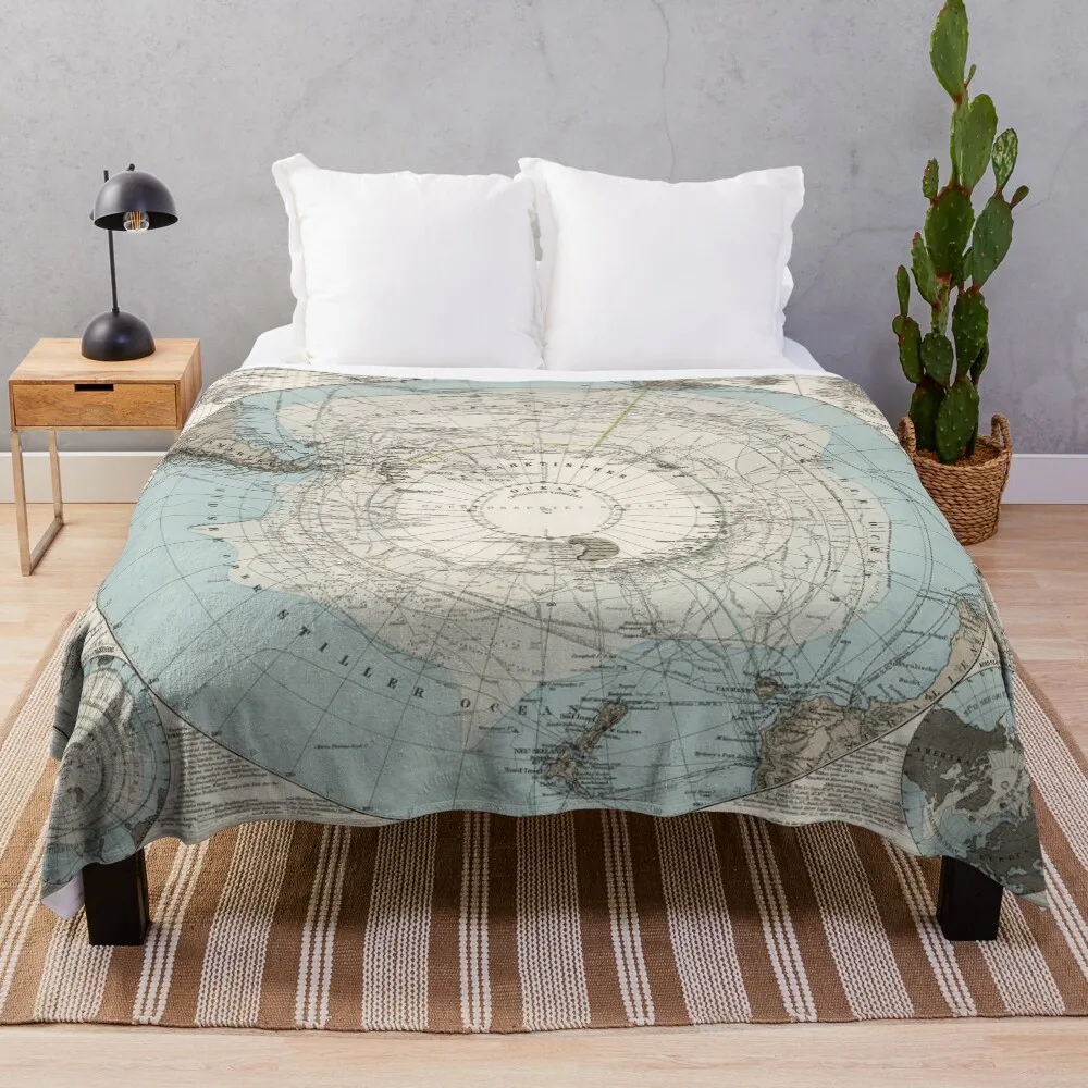 

Antarctica, 1894 Vintage South Pole Map Throw Blanket